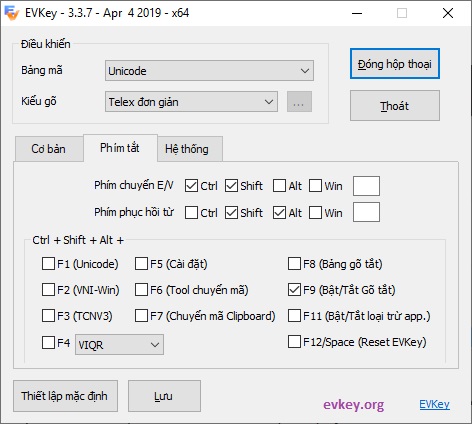 Gõ tiếng Việt EVKey trên taskbar